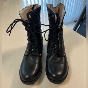 Taft Black Leather Ankle Boots with Fleece Lining. Sz 39-Women’s 8